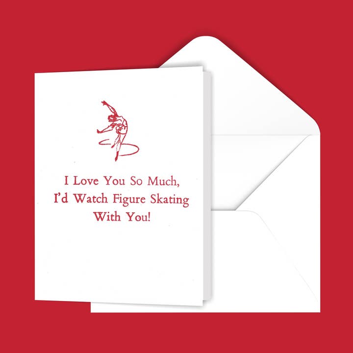 Tarjeta de patinaje artístico I Love you So Much I'd Watch para venta al por mayor de Black River Letterpress & Paper Co.