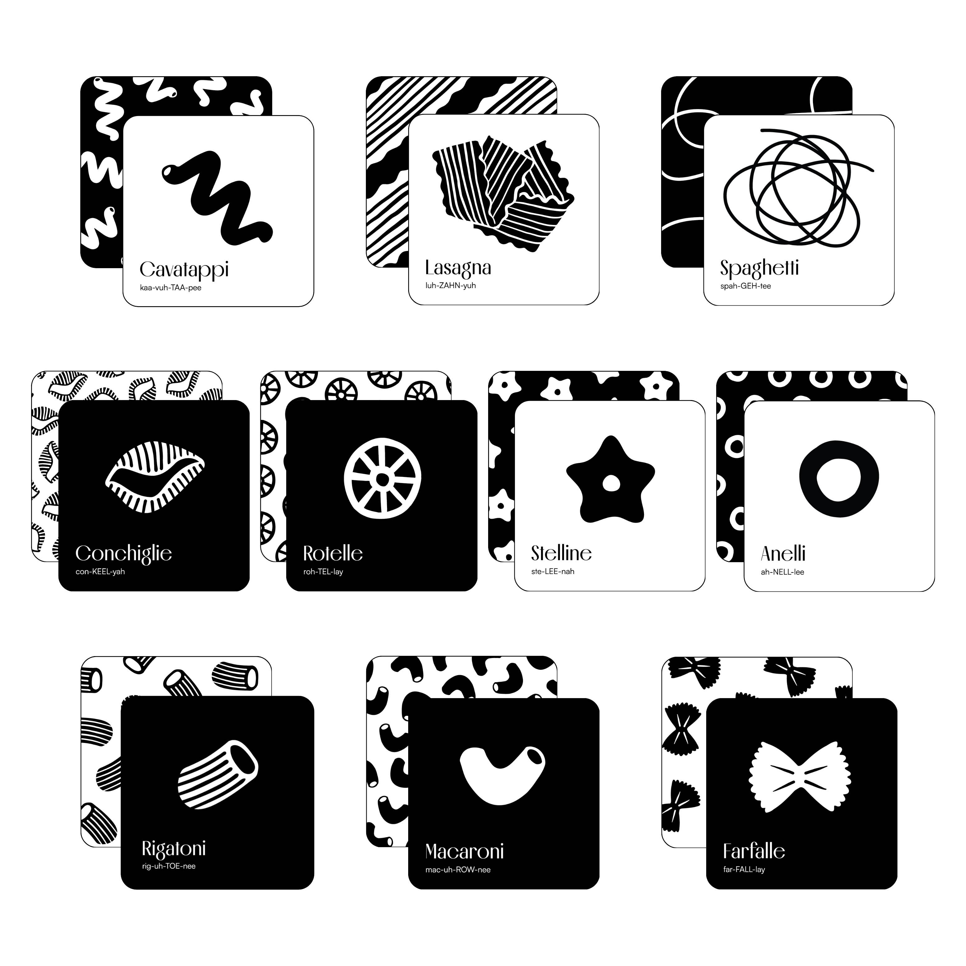 Chunky Deli - Wholesale Learning Cards - Kids & Baby - Pasta for Baby High-Contrast Art Cards7