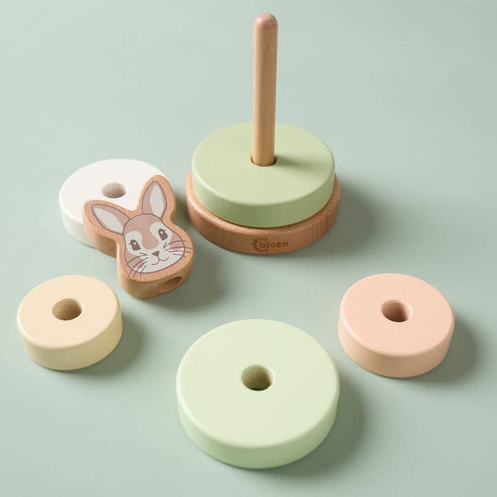 Bieco Spielwaren – Brinquedo de madeira - Crianças por atacado – Torre de Empilhar Coelho Fine FSC®1