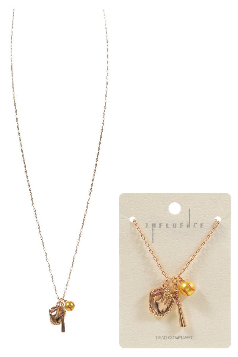 Designature New York - Vendita all'ingrosso Collana con ciondolo/pendaglio - Collana corta con pipistrello in perla a forma di palla sportiva0