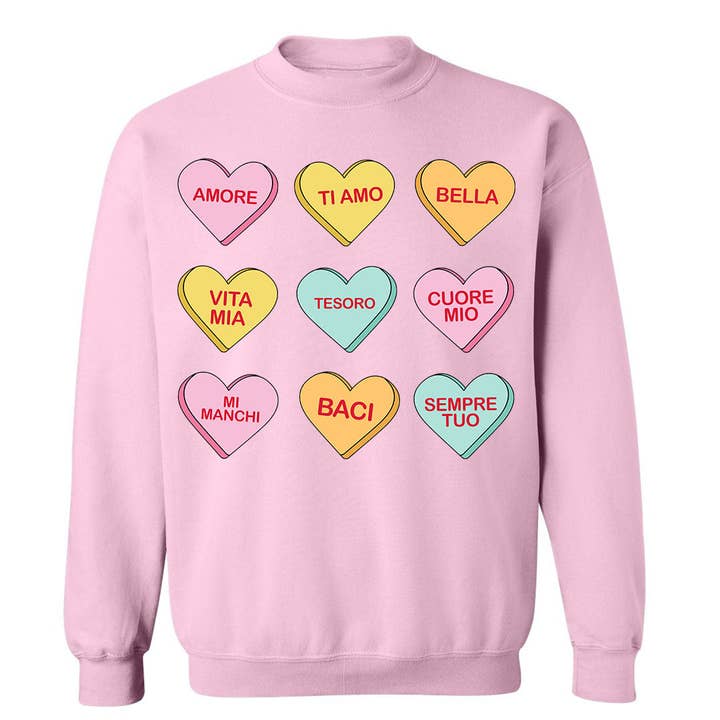 Italian Candy Hearts Crewneck for wholesale by Hardcore Italians