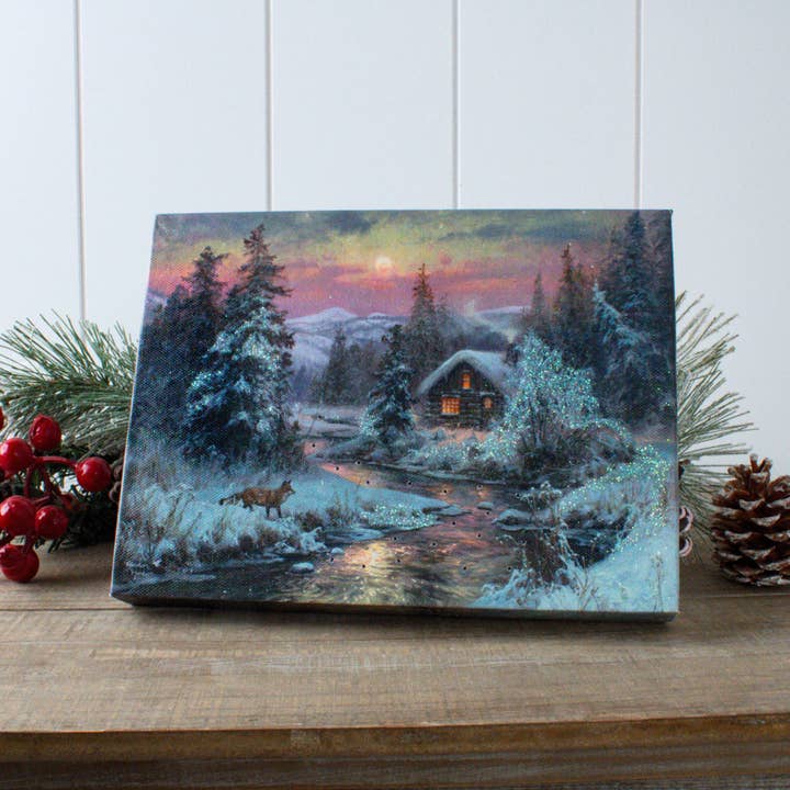 Glow Decor - Wholesale Decorative Tabletop Object - Twilight Hideout 8x6 Lighted Tabletop Canvas1