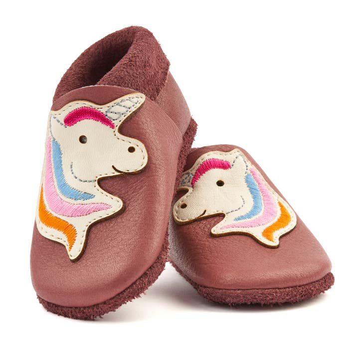 viola Pantofole per bambini Stella l'Unicorno in pelle Orangenkinder® in vendita all'ingrosso su Faire3