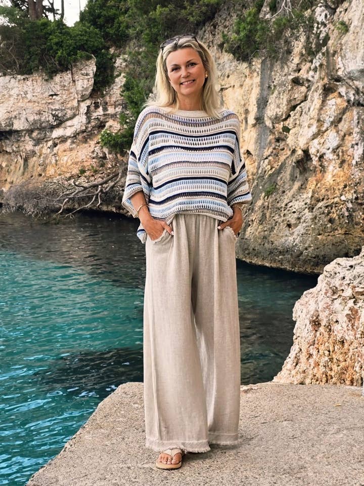 Cadenza Italy Ltd - Wholesale Knit Top - Women's - Cotton Blend Sienna Stripey Top1