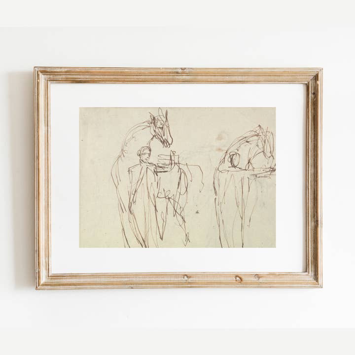 Horse & Man Sketch Antique Print for wholesale by Sea to Skye