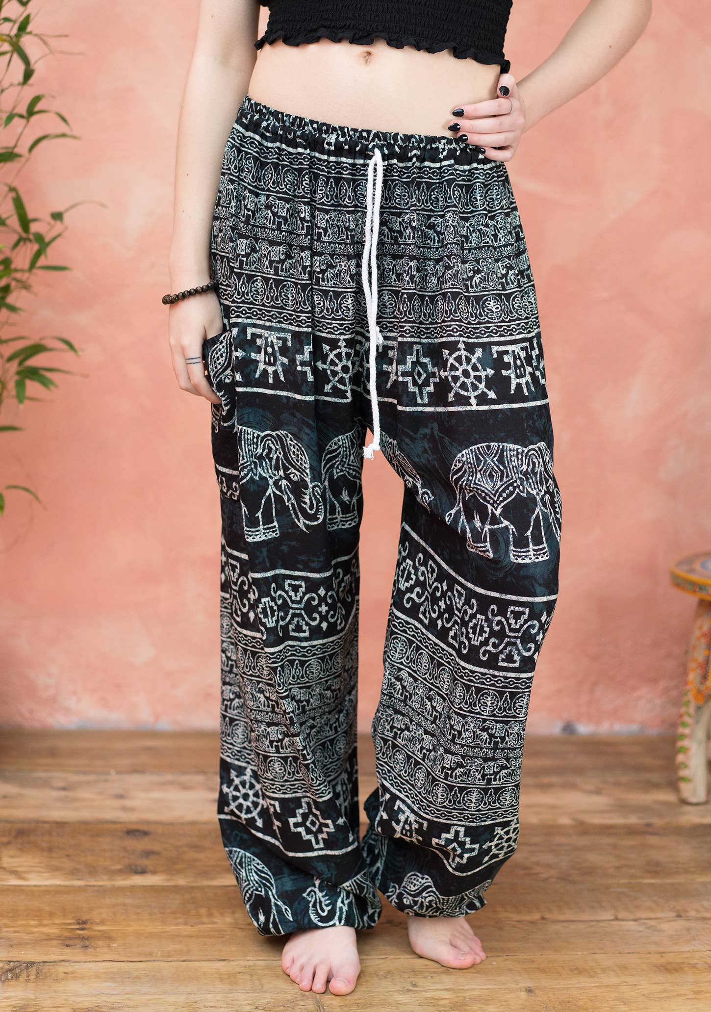 Namaste - Wholesale Pants - Women's - Freesize Mud Dye Elephant Harem Trouser3