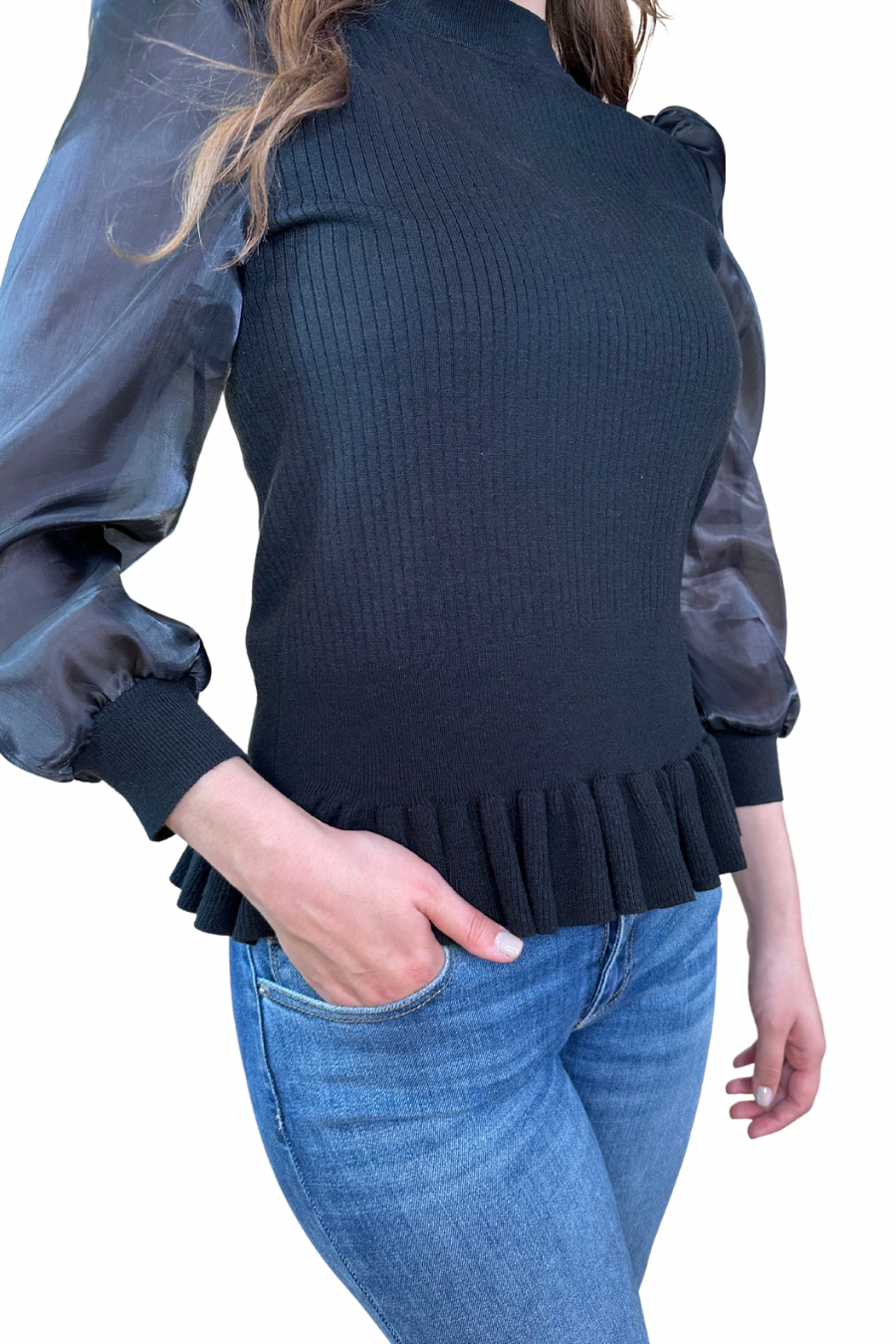 Black Meet Your Match Smocked Top for wholesale on Faire15