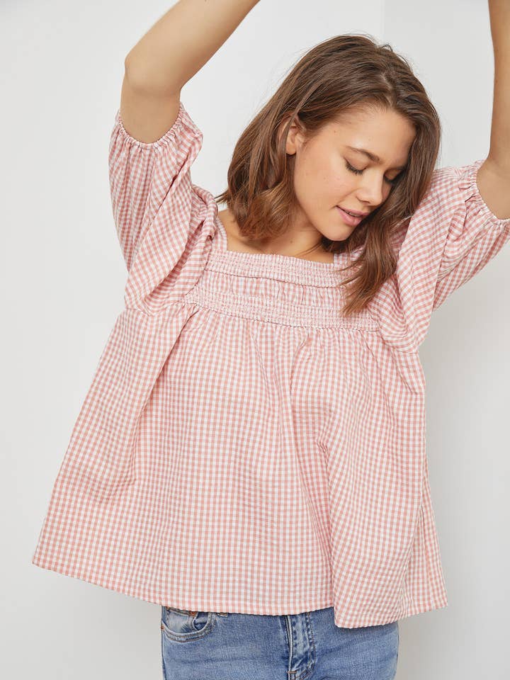 Dusty Rose Woven Blouse for wholesale on Faire