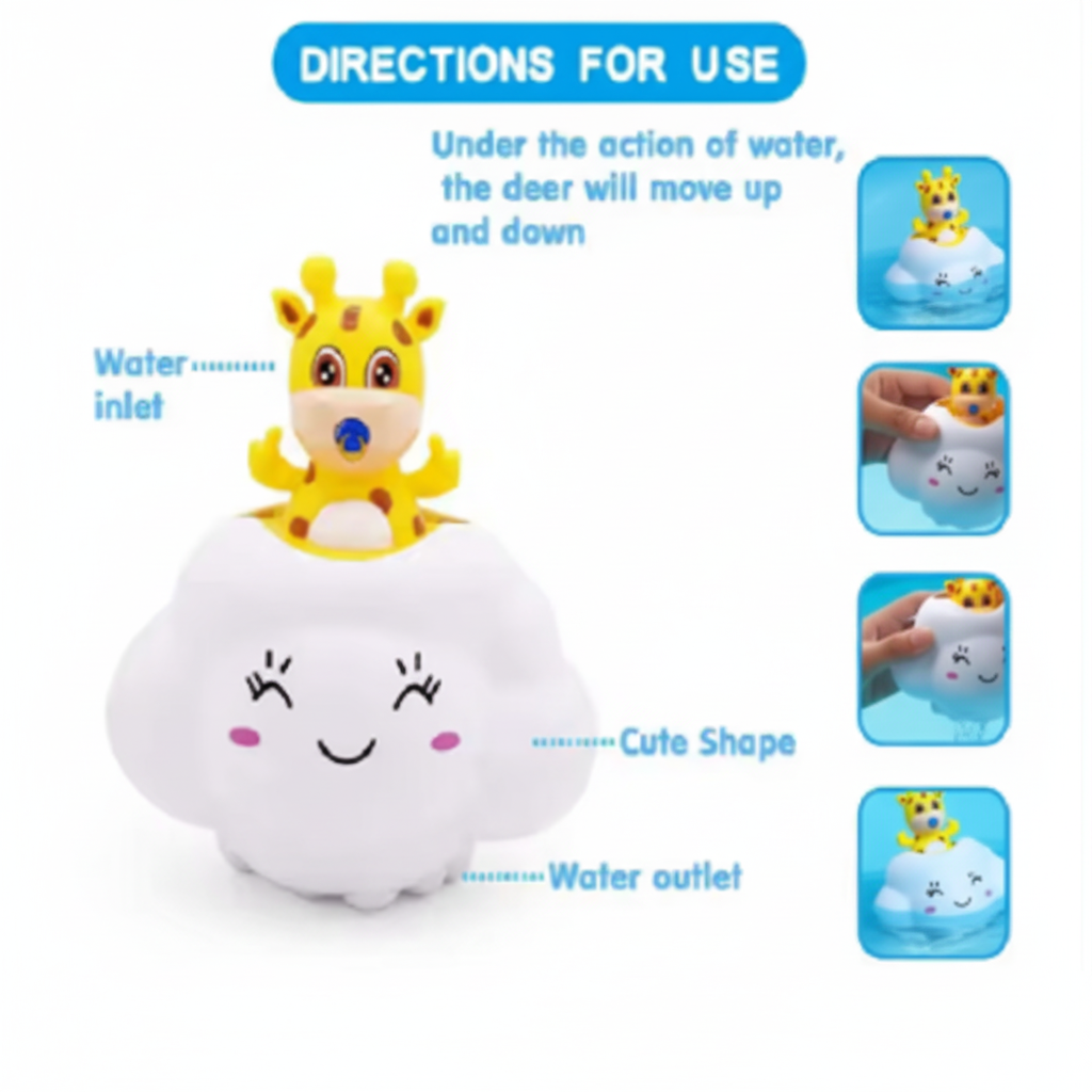 Toyarina - Vendita all'ingrosso Gioco per il bagnetto - Neonati - Giocattolo da Bagno per Bambini a Forma di Nuvola con Spruzzo d'Acqua3