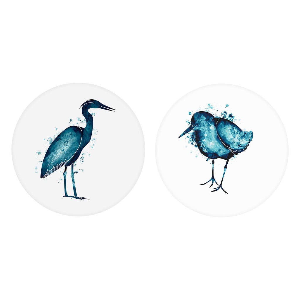 Love Local - Wholesale Car Coaster - Unisex - New England Water Color Heron Sand Piper| Absorbent Car Coasters | Set of 2 | Min 40
