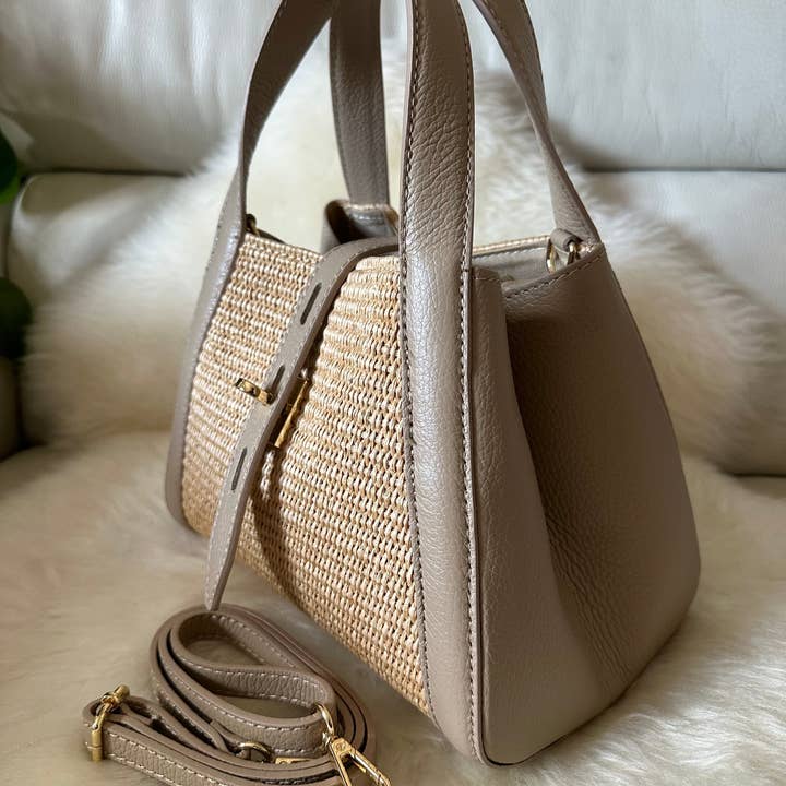 Zhade - Wholesale Handtas met handvat - Dames - ARUBA - raffia en leer10