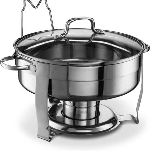 Kook - Wholesale Cooking Pot - Kook Stainless Steel Chafing Dish with Glass Lid, 4.5 Qt1