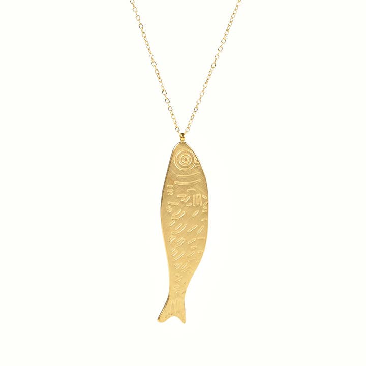 Cassette Barcelona - Wholesale Pendant/Charm Necklace - Brushed Gold Fish Necklace