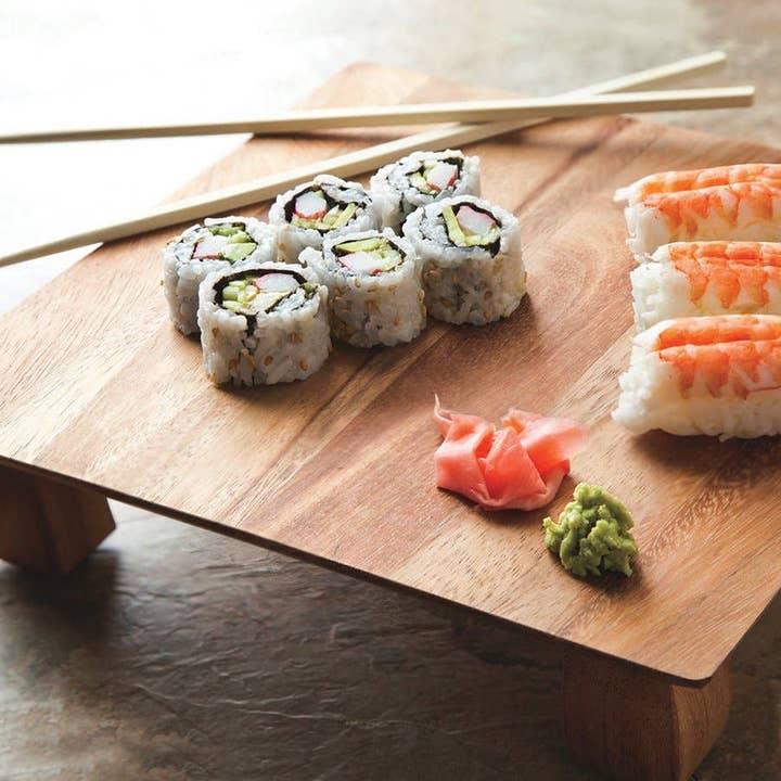 Fox Run Brands - Wholesale Serving Tray - Ironwood Kyoto Sushi Stand, Acacia, 10" x 10" x 2"