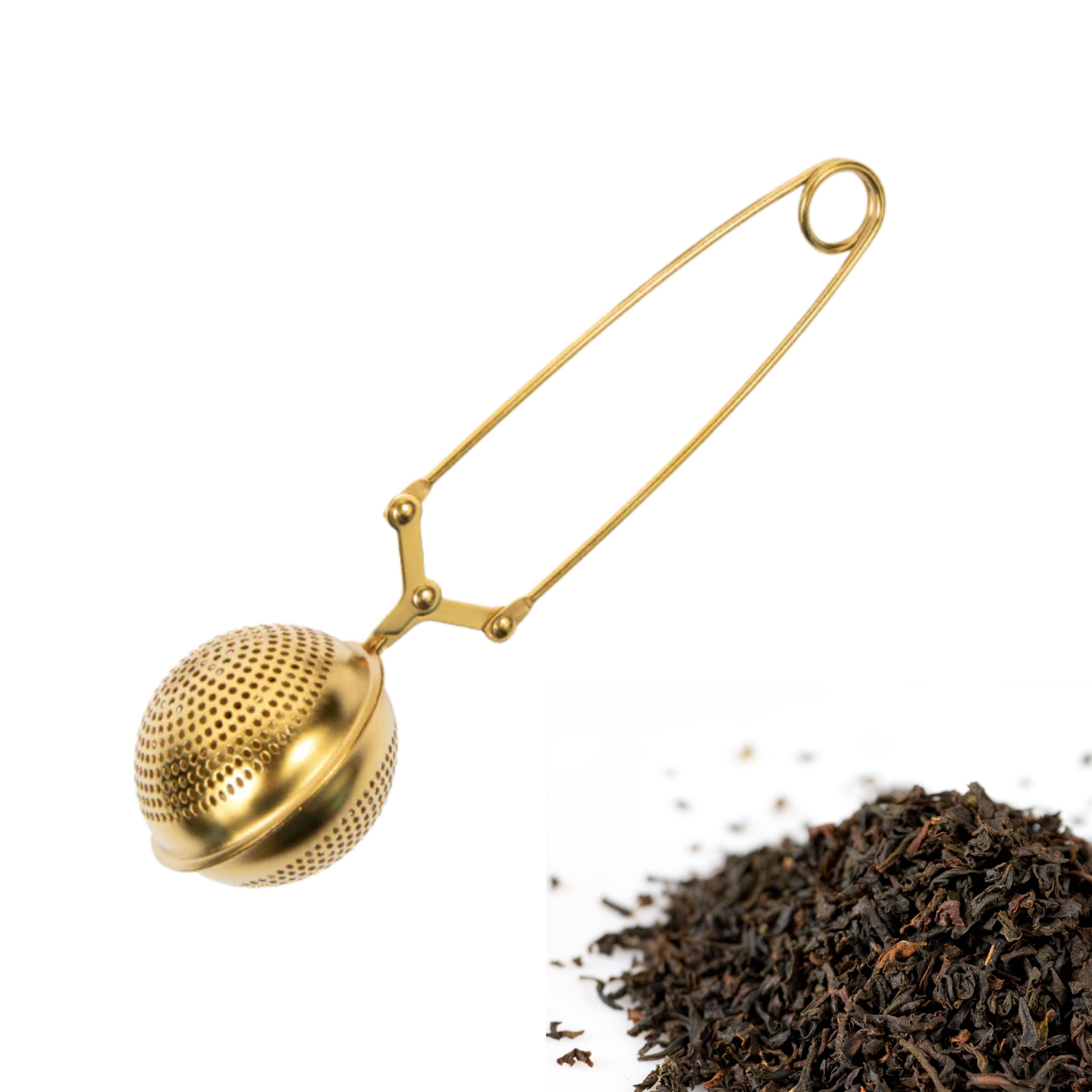 Magnifique Hearts - Wholesale Tea Strainer/Infuser - Gold Snap Ball Tea Infuser - Stainless Steel Handle Strainer