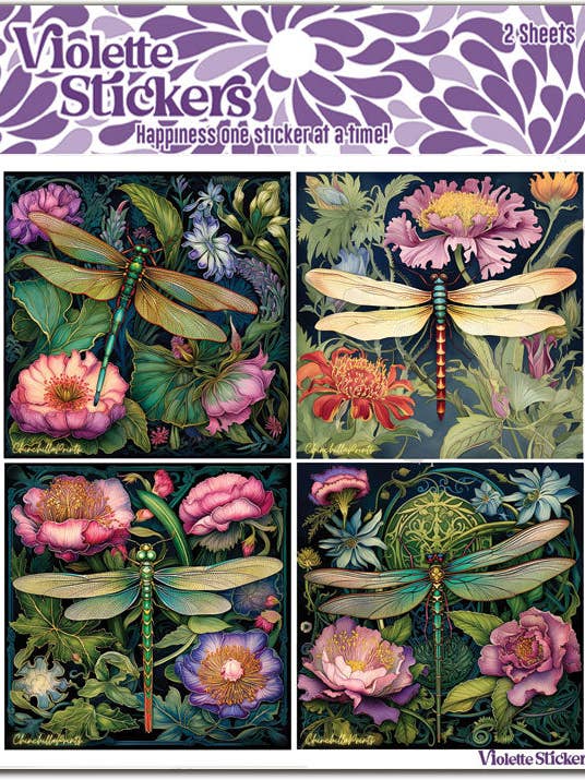 K340 Morris Dragonfly Stickers for wholesale by Violette Stickers