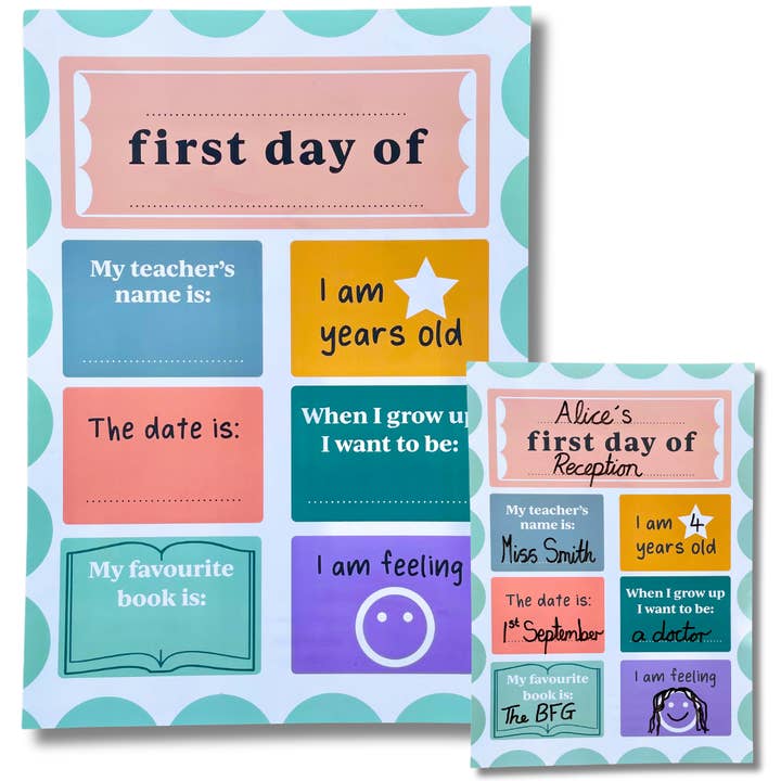 First Day of School Board | Starting School Sign | Reusable for wholesale by Play Makes Sense