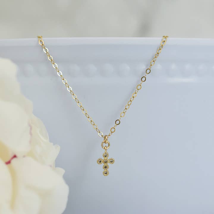 Dainty CZ Cross Necklace, Religious Jewelry Gifts, Layer for wholesale by Designed by Stacey Jewelry