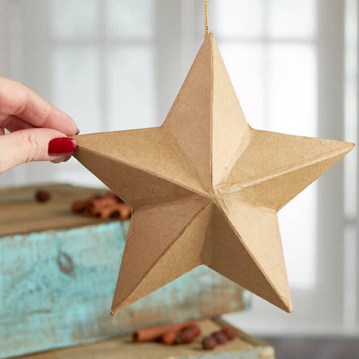 8" x 8" - Paper Mache Dimensional Star Ornament for wholesale by Factory Direct Craft