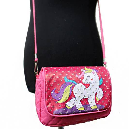 Cap Zone – wholesale Crossbody bag – kids – Unicorn Printed With Silver Glitter Crossbody1