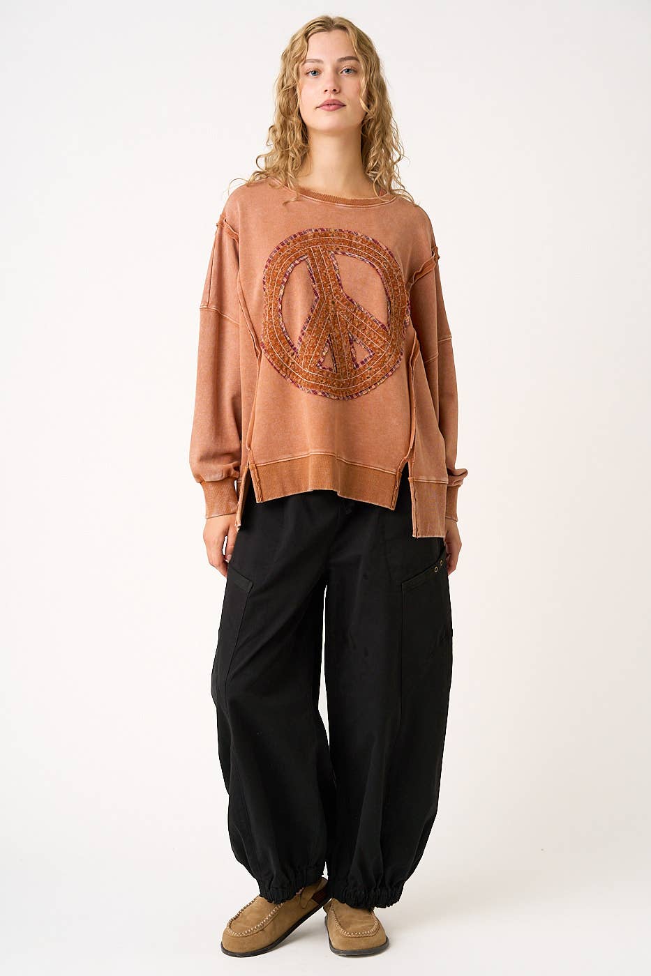 mittoshop - Vente Sweat-shirt – femme - SWEAT-SHIRT PEACE SIGN PATCH MINERAL WASH3