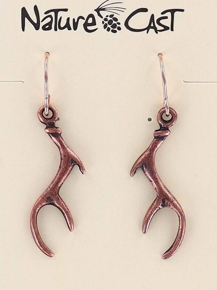 70017 Earring Dangle Copper Finish Antler for wholesale by Nature Cast