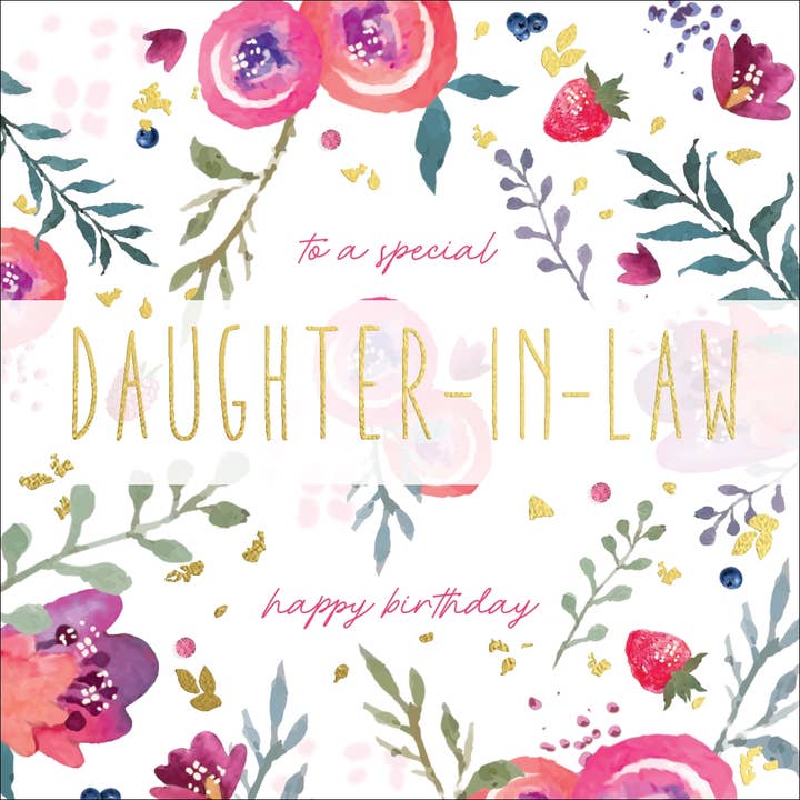 Tarjeta de cumpleaños para una nuera especial, diseño floral para venta al por mayor de The Handcrafted Card Company