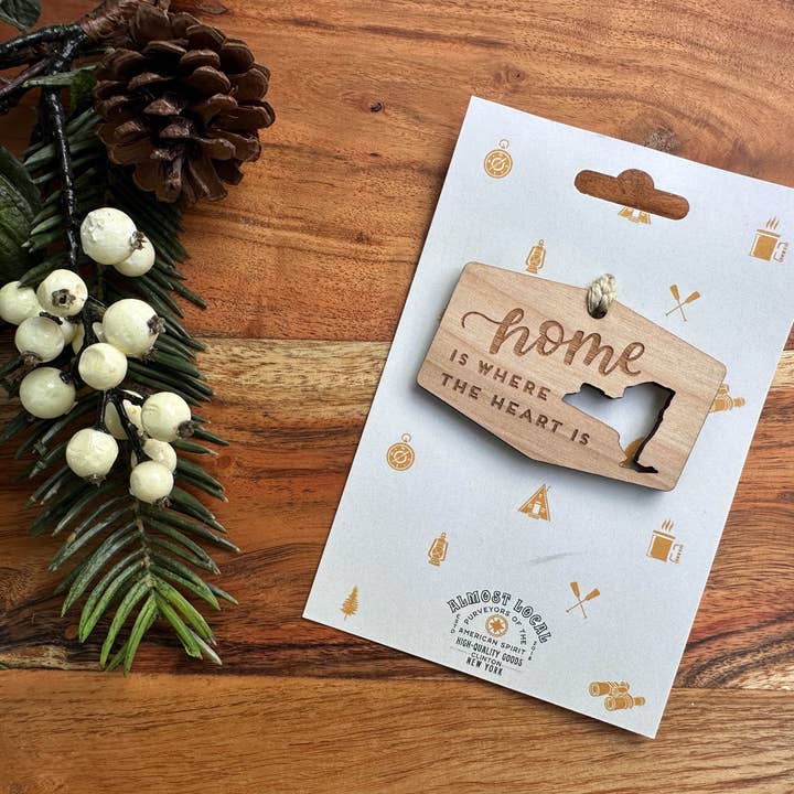 Home is Where the Heart Is Wooden Ornament for wholesale by Almost Local