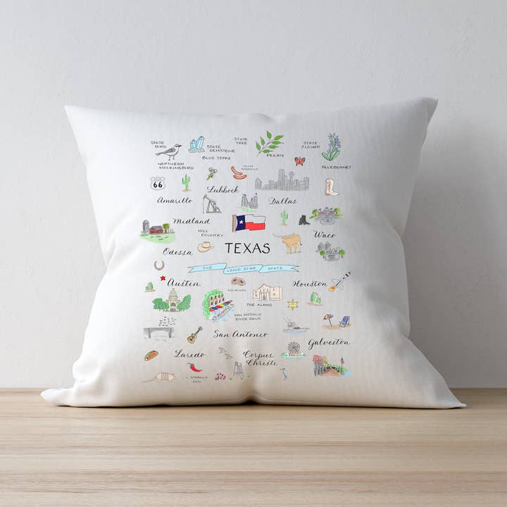 Texas Large 20" Down Filled Pillow for wholesale by The Write Occasion Calligraphy