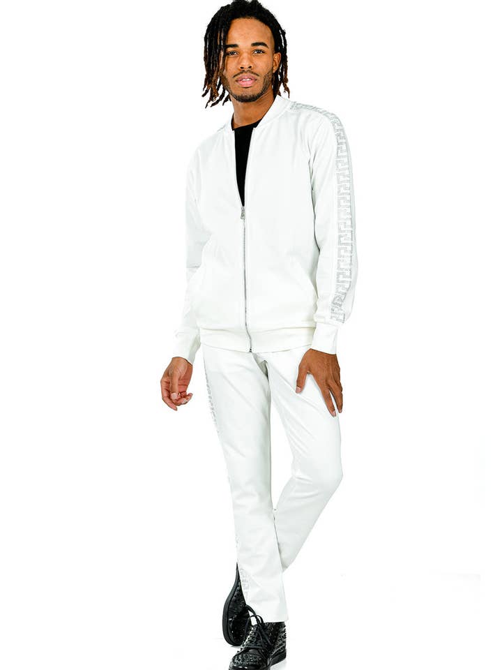 Men's Gold Greek Pattern Rhinestone Black Loungewear STM40004 for wholesale by BARABAS