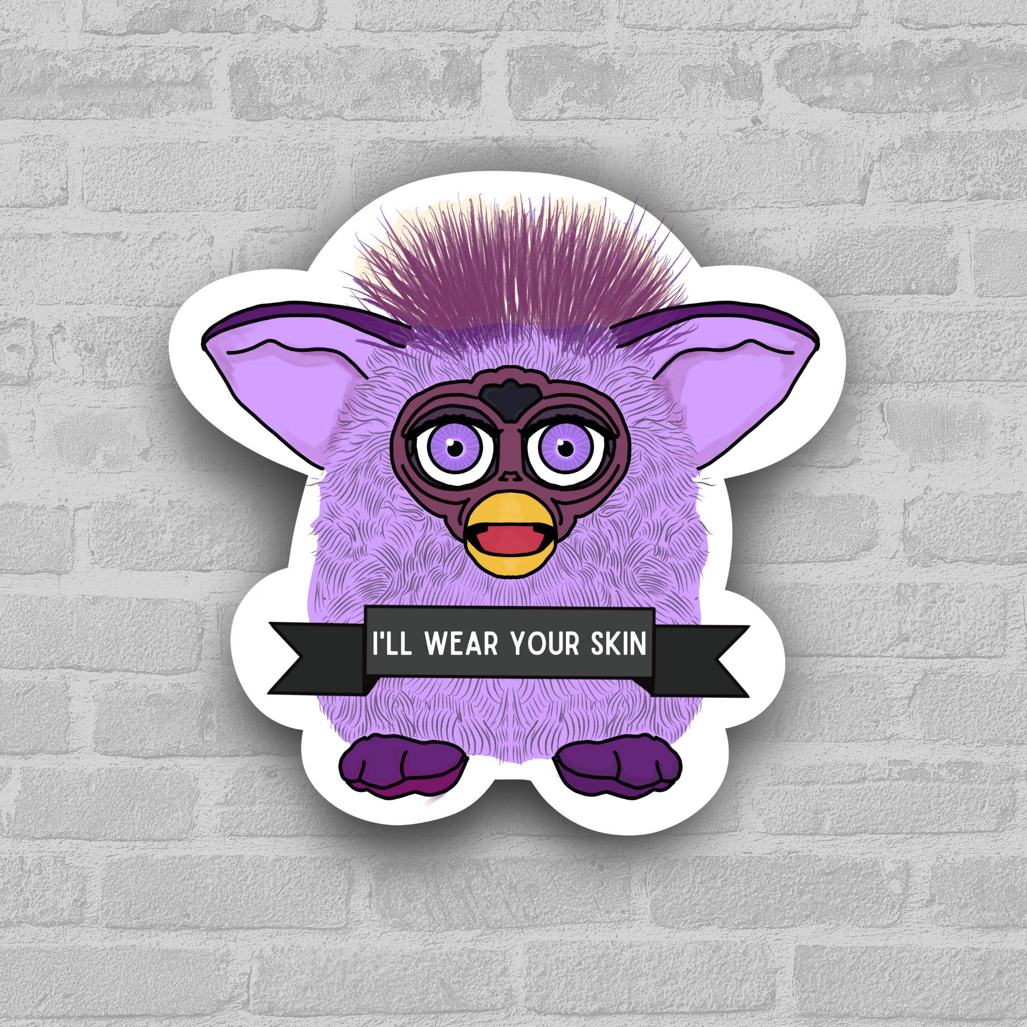 the weird emporium - Wholesale Sticker - 3" I'll wear your skin Furby Sticker
