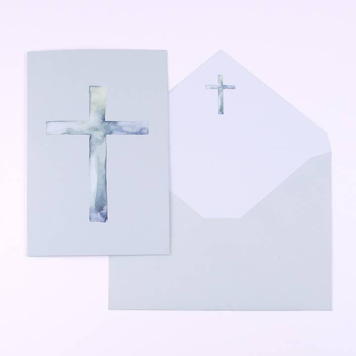 Jade Cross Stationery Set Blue/White 4.5x3 for wholesale by The Royal Standard