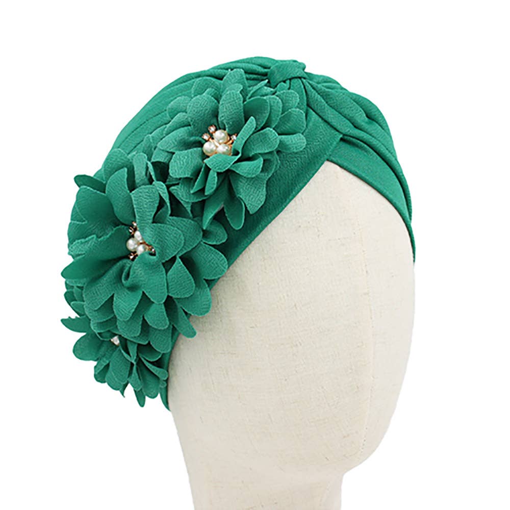 Sensibling Corp. - Vente Turban – femme - Chapeau turban orné de perles florales1