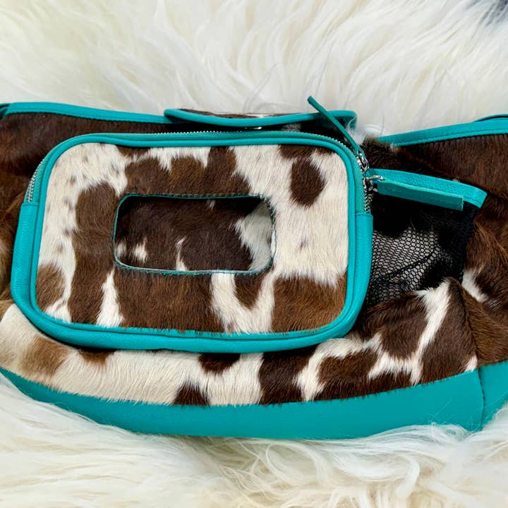 Western Linens - Wholesale Diaper Caddy - Baby - Cowhide Stroller Diaper Caddy