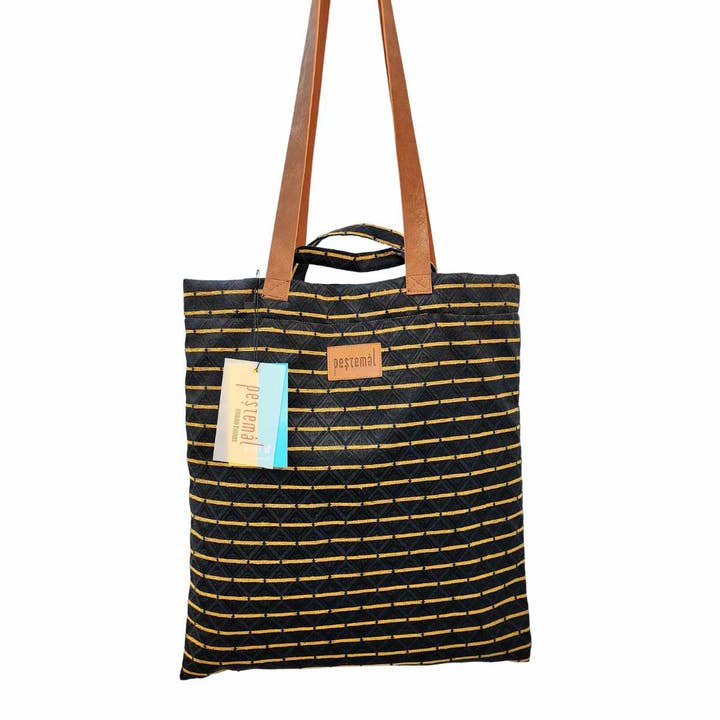 Black-Mustard Tote Bag for wholesale by Pestemal