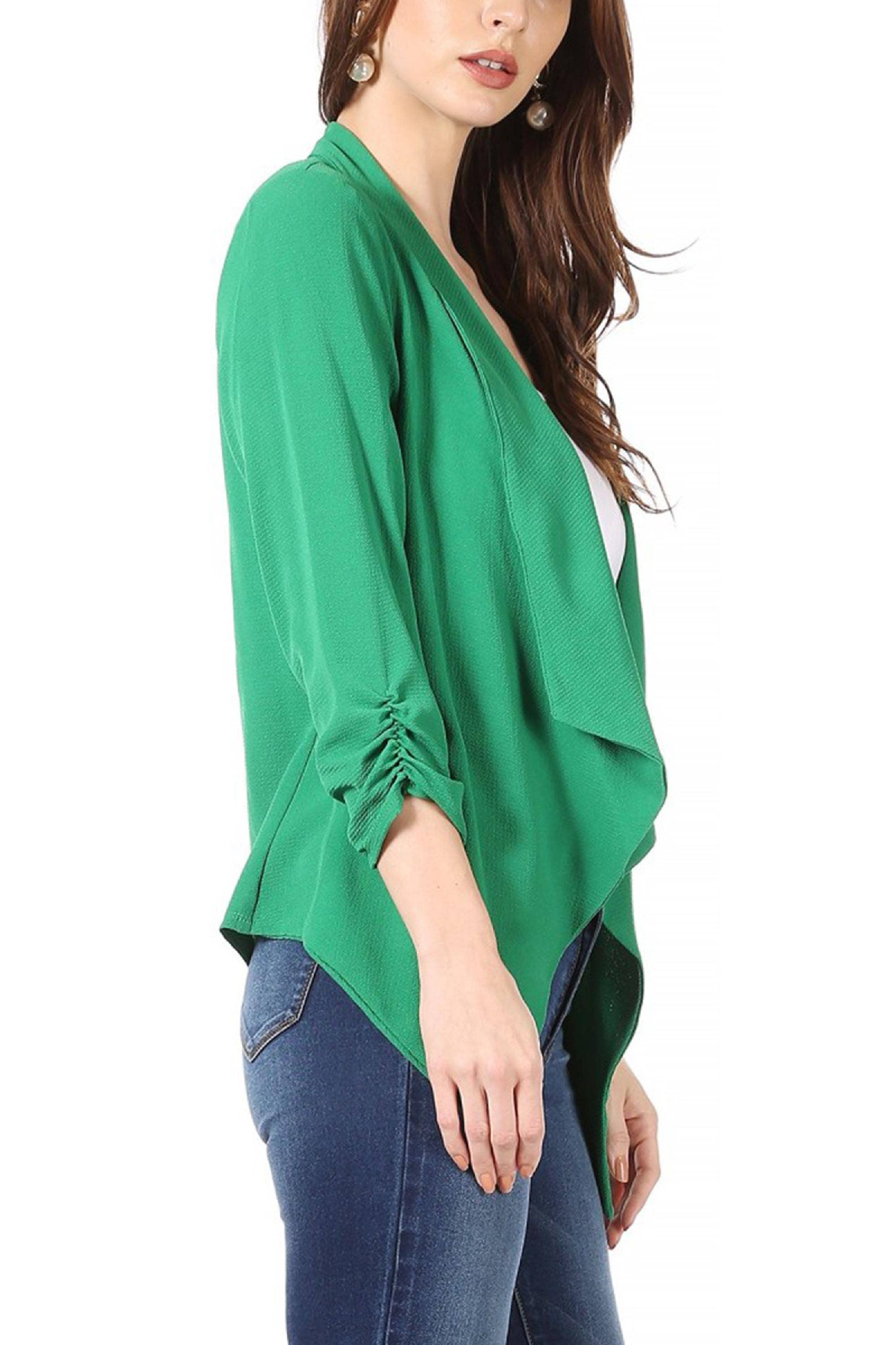 MOA COLLECTION - Wholesale Blazer - Women's - Women's Woven Casual Relaxed Fit Open Front Blazer Jacket7