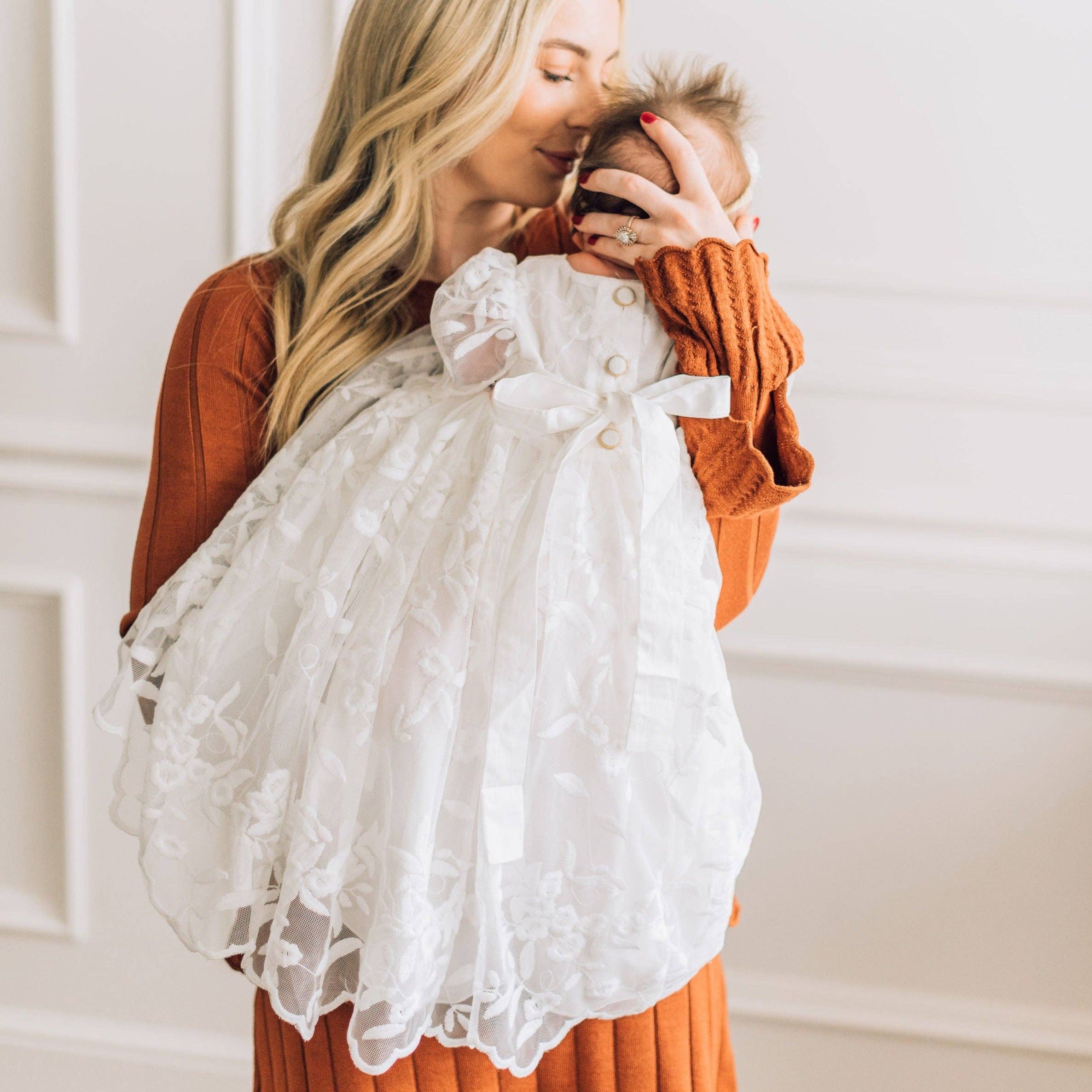 Miriia - Wholesale Dress - Baby - Charlotte Baby Girl White Lace Christening Baptism Dress0