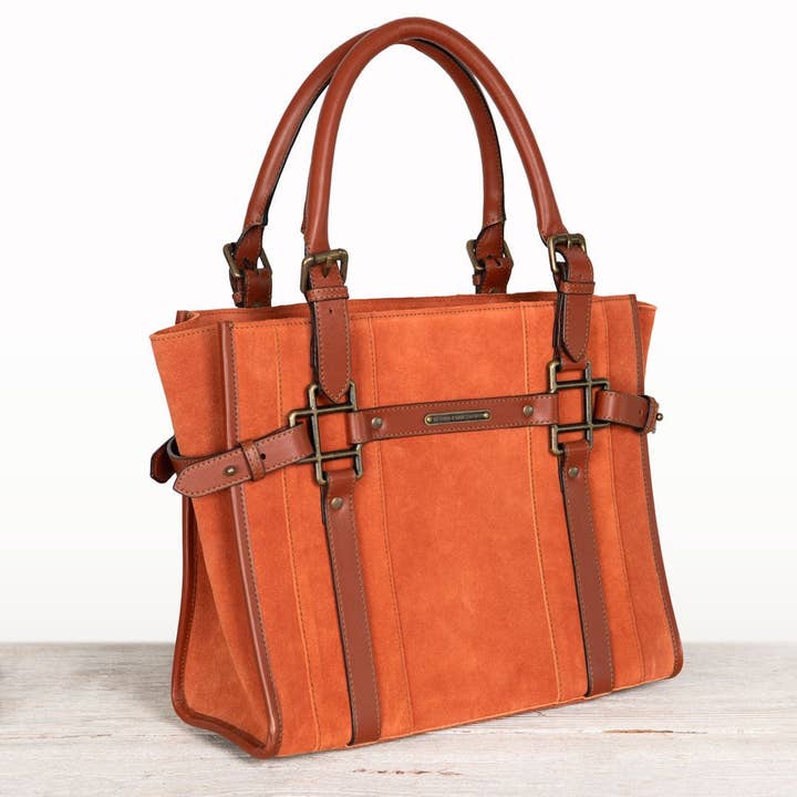 URBAN-EQUESTRIAN - Wholesale Tote Bag - Women's - Paddock - Halter Tote Luxury Leather Handbag in Cognac on Cognac3