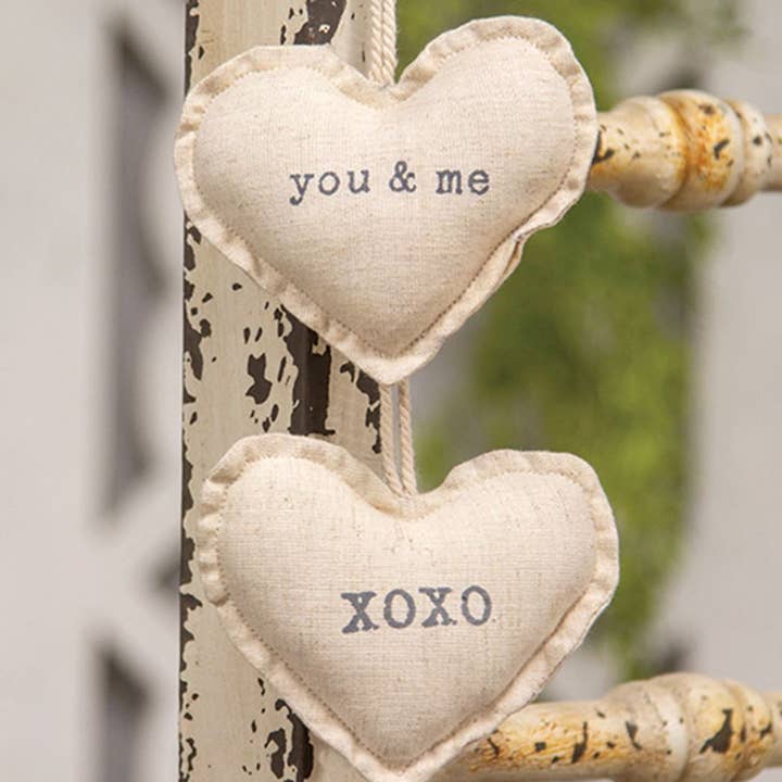 Col House Designs - Wholesale Ornament - You & Me Fabric Heart Ornament, 2 Assorted1