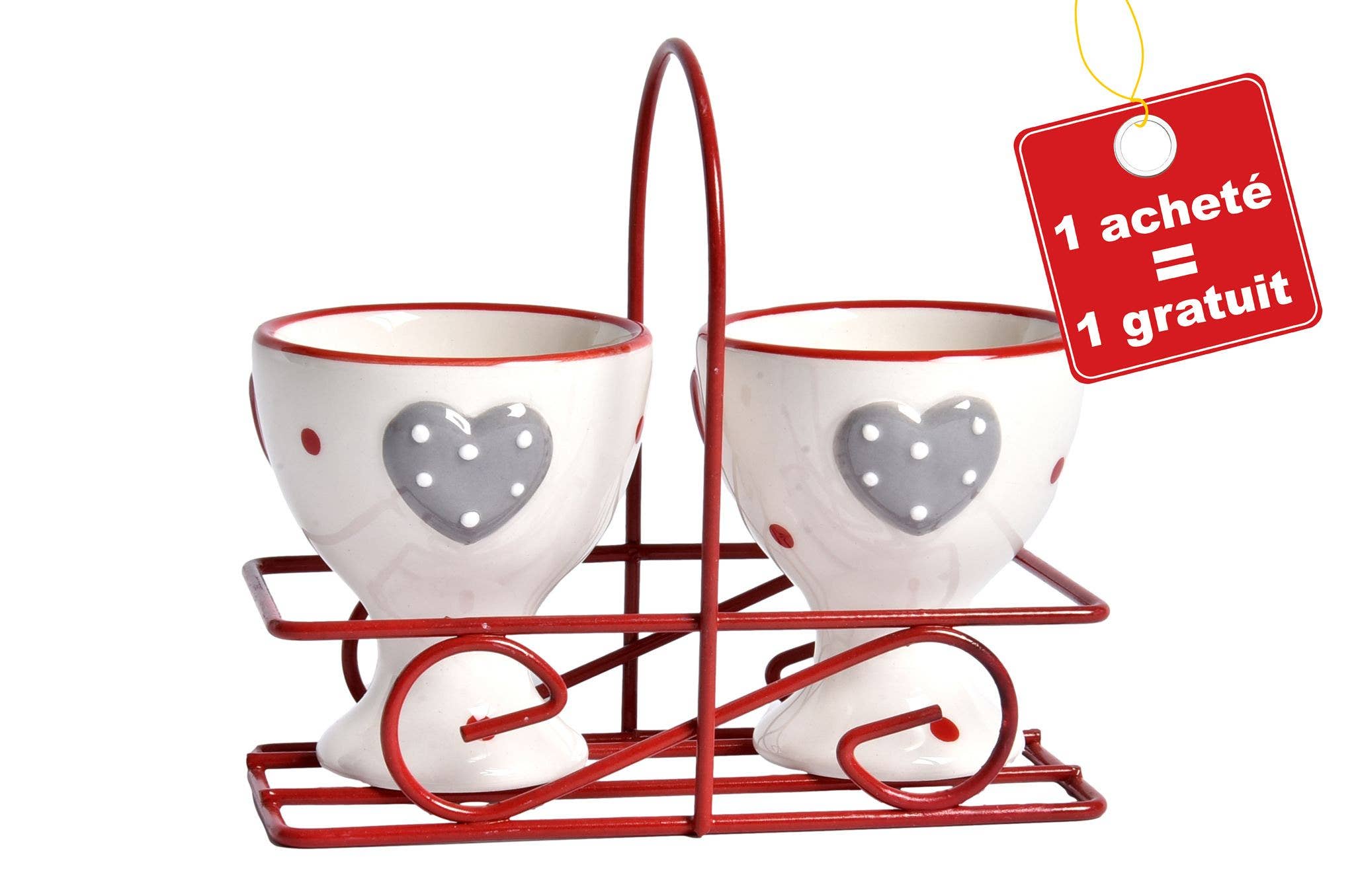 CP INTERNATIONAL - Wholesale Decorative Tabletop Object - Set of 2 Egg Cups in Metal Holder0