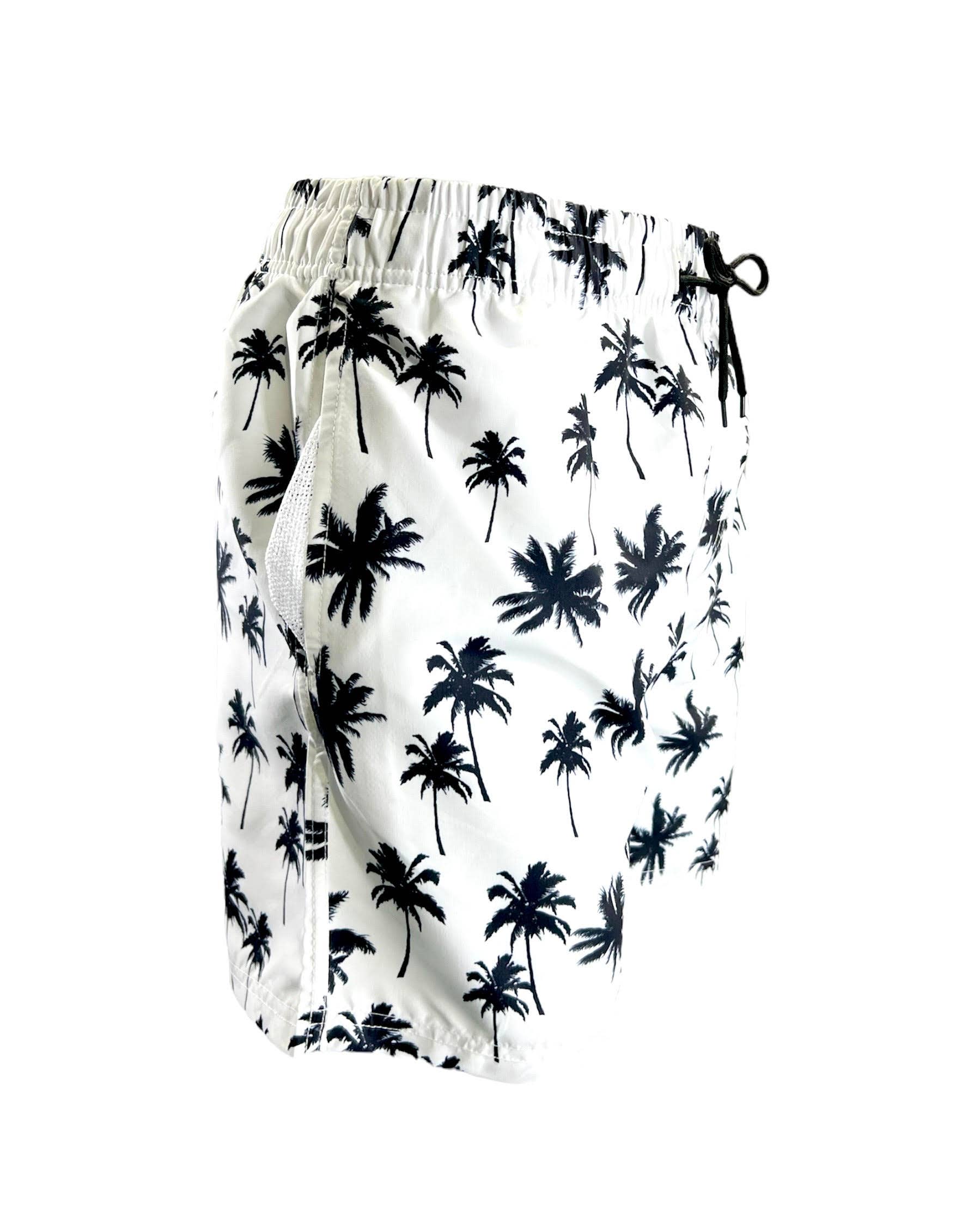 MARINA WEST SWIM - Wholesale Swim Shorts - Men's - Men's Swim Short-MP185_Blk Palms on White1