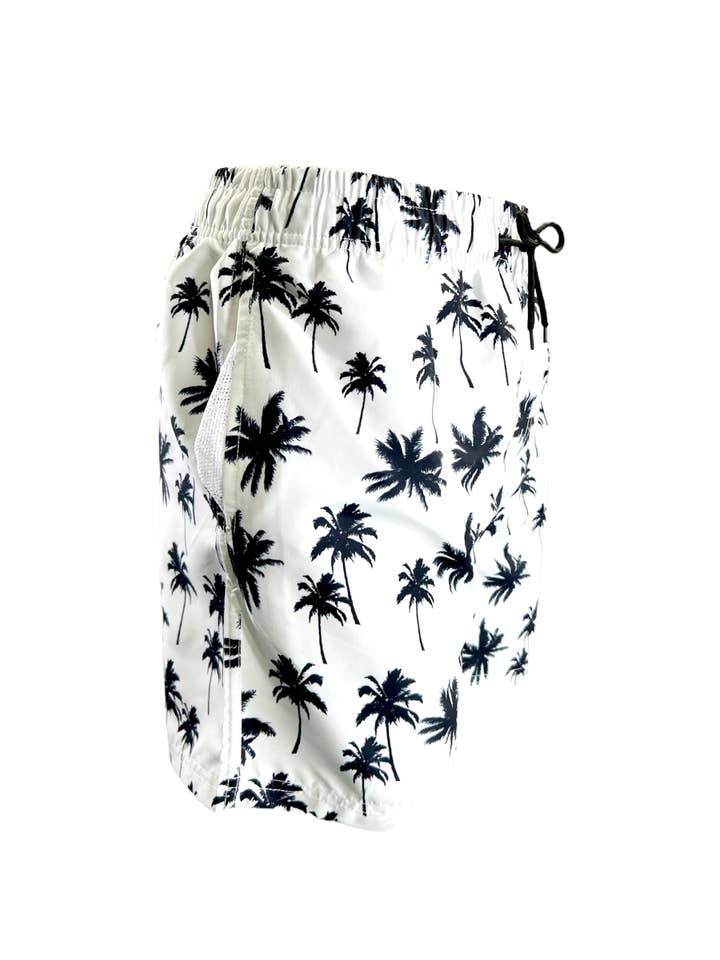 MARINA WEST SWIM - Wholesale Swim Shorts - Men's - Men's Swim Short-MP185_Blk Palms on White1