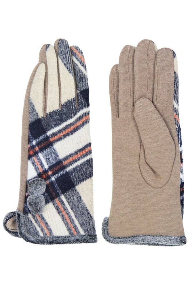 Hana - Wholesale Gloves - Women's - Plaid and Check Smart Touch Gloves0