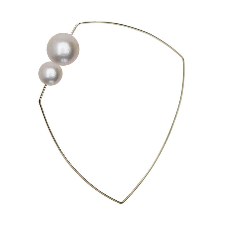 Asymmetric Square Bangle with 7mm & 9mm Round Freshwater Pearls for wholesale by Melissa McArthur - Jewellery Made in London