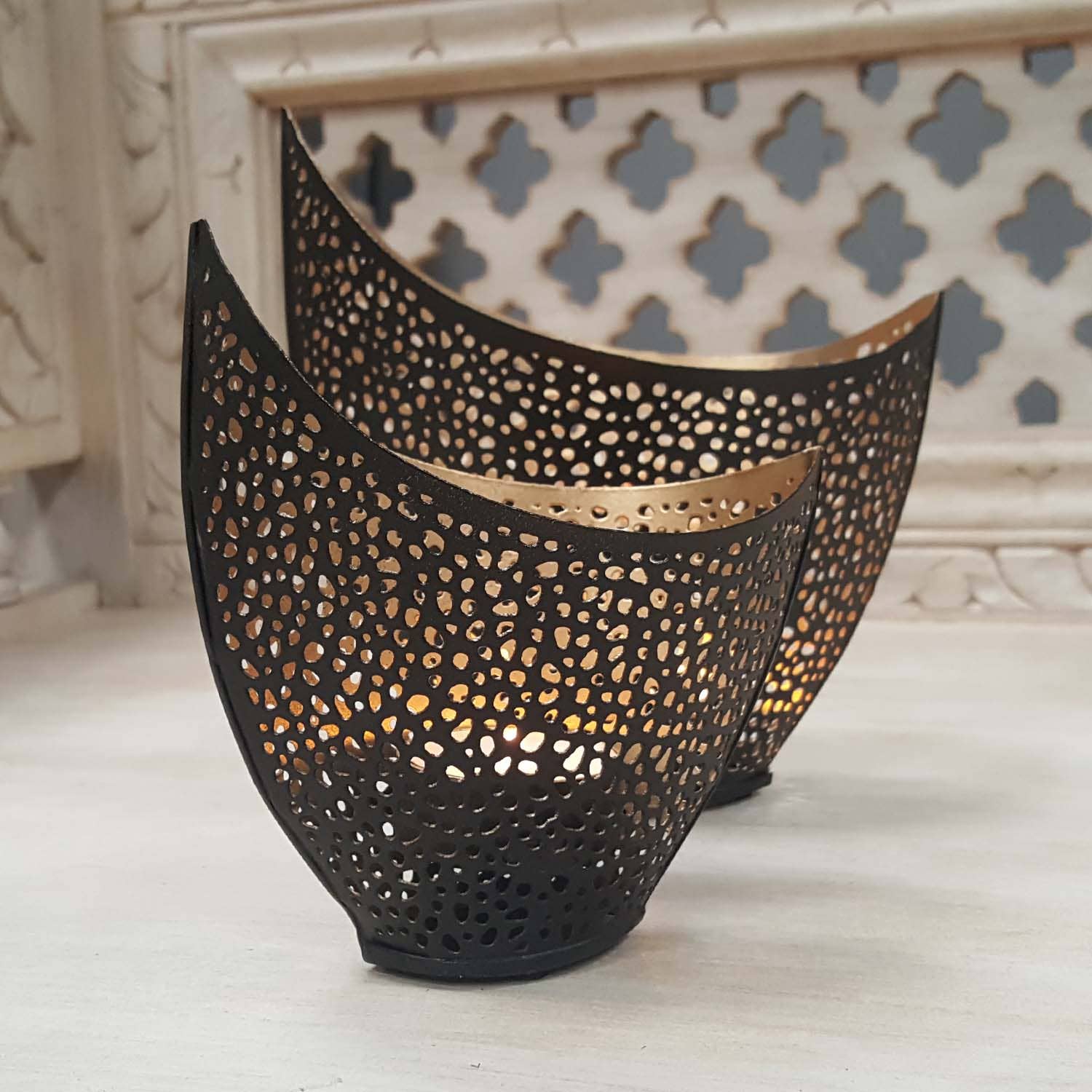 Casa Moro – Suporte de vela por atacado – Conjunto de 2 lanternas orientais Suportes para tealight Kanja4