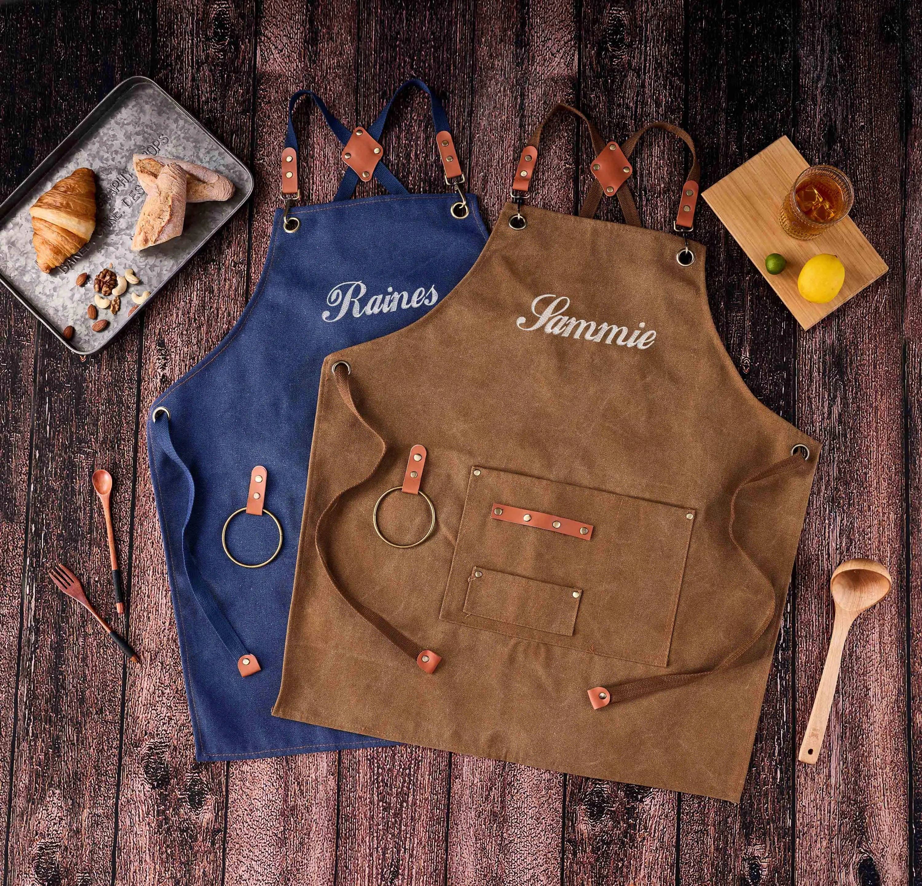 RockCow Leather Studio - Wholesale Apron - Personalized Embroidered Apron For Men and Women, Chef Apron, Canvas Work Apron, Custom Gift7