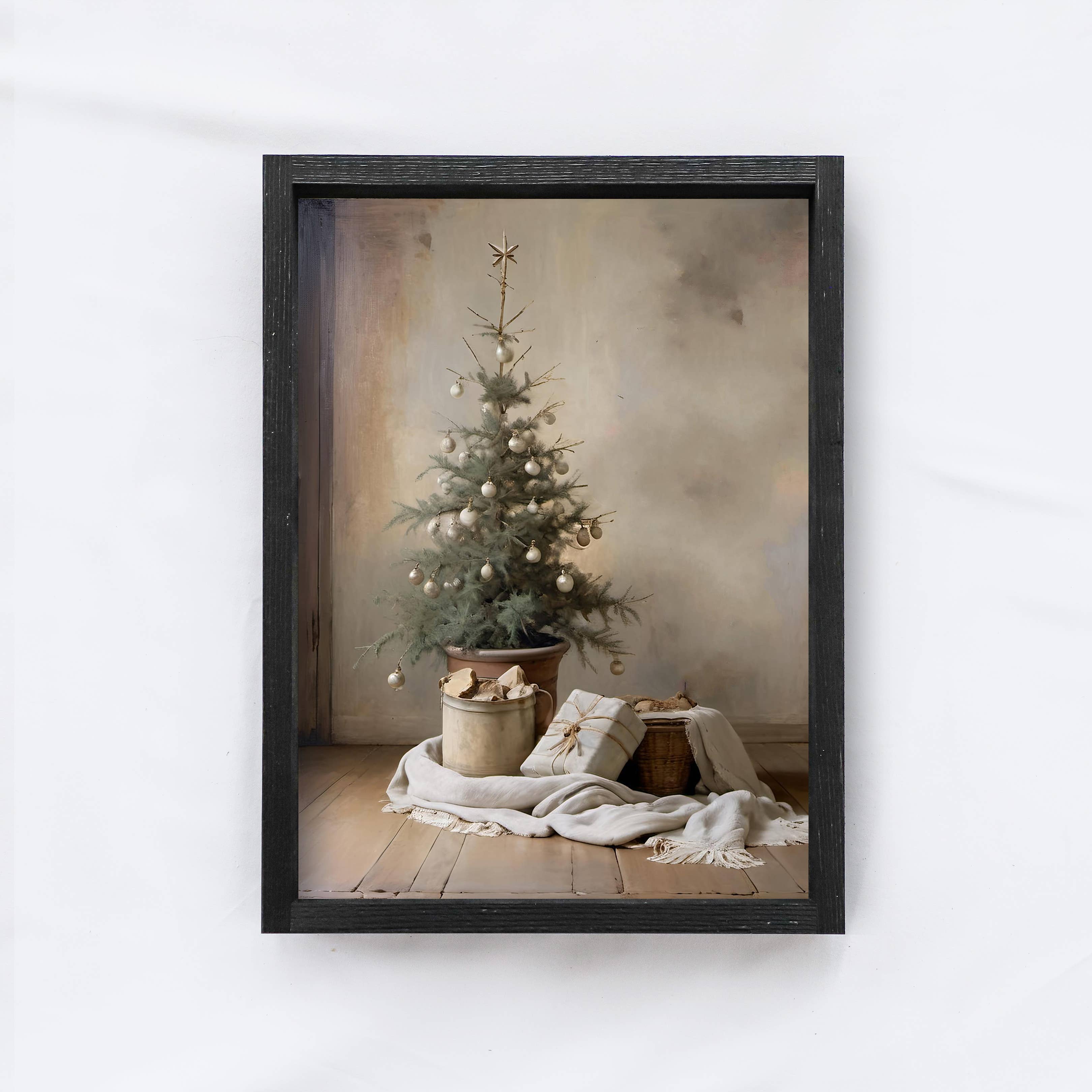 Hoekstra Decor - Wholesale Muurkunst Kerst - Vintage Kerstboom Schilderij | Kerst Wanddecoratie A2301