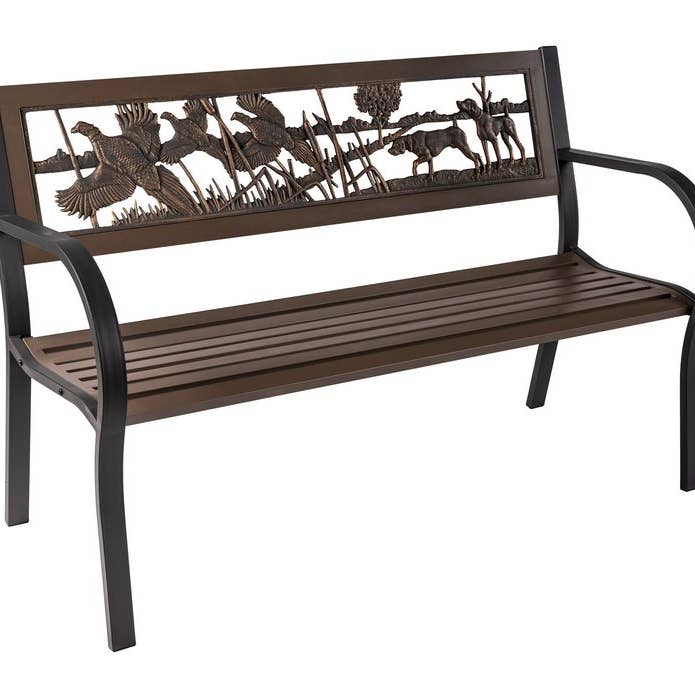 Pheasant Bench (2-tone steel) for wholesale by Painted Sky Designs