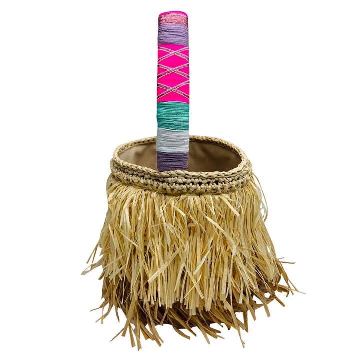 Greta Fuzzy Straw Bag for wholesale by LE POM POM