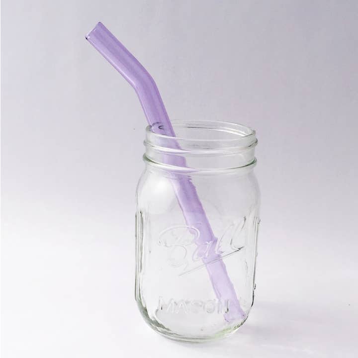 8" Amethyst Barely Bent Smoothie Glass Straw for wholesale by Strawesome